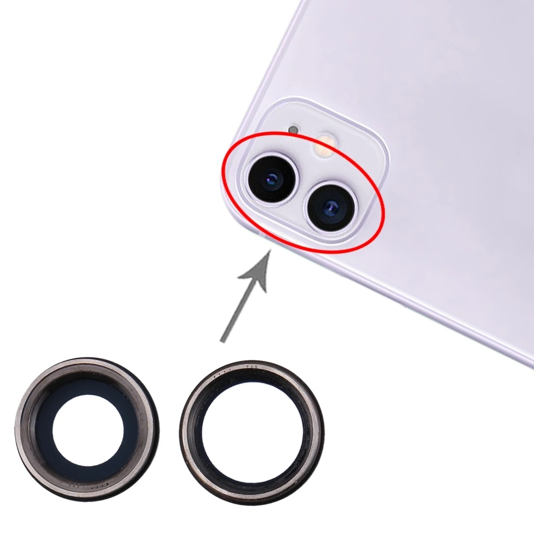 

2 PCS for iPhone 11 Back Camera Bezel with Lens Cover for iPhone 11