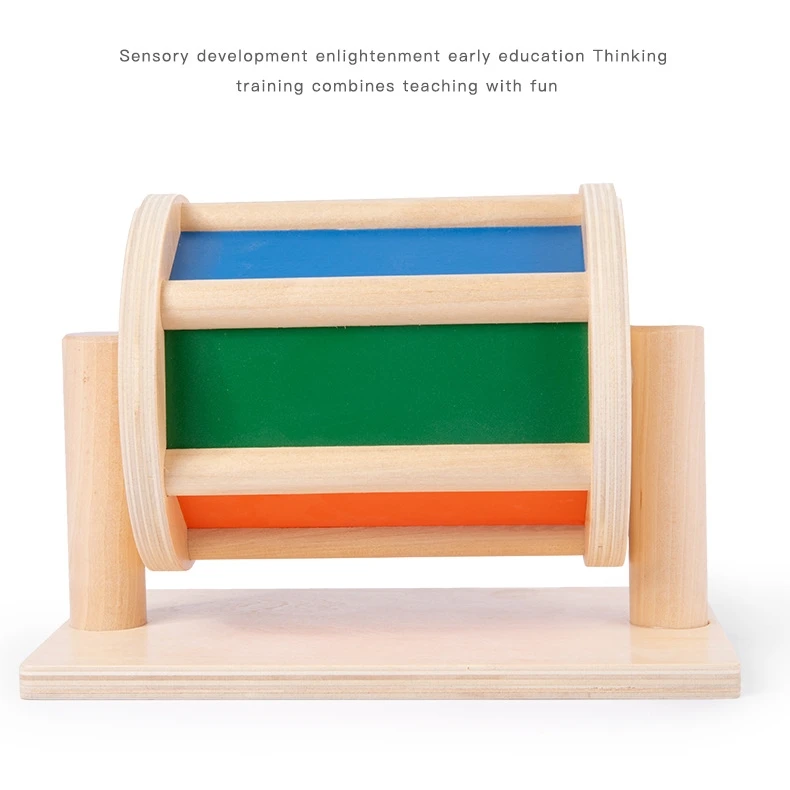 Juguetes sensoriales Montessori de madera para ni&ntilde;os, tambor giratorio con espejo, juguetes educativos para edades tempranas, 6-12 meses, 1 a&ntilde;o-2