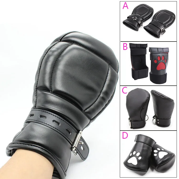 

Unisex Soft Padded Leather Puppy Play Dog Paw Crawls Gloves Fist Mitts BDSM Bondage Palms Mittens Slave Pet Role Play Sex Toys