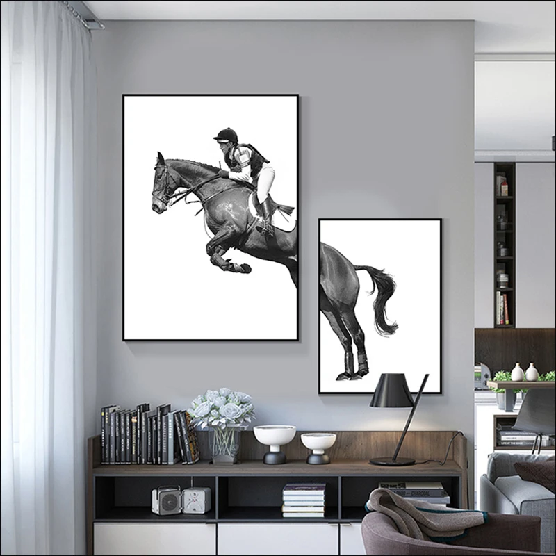 

Creative simple picture horse combination picture wall painting porch mural North European restaurant Poster