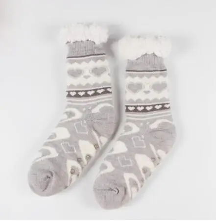 White Новое поступление; теплые флисовые зимние носки-тапочки; теплые удобные пушистые зимние носки до колена с ворсом и оленем; Рождественский подарок - Цвет: White