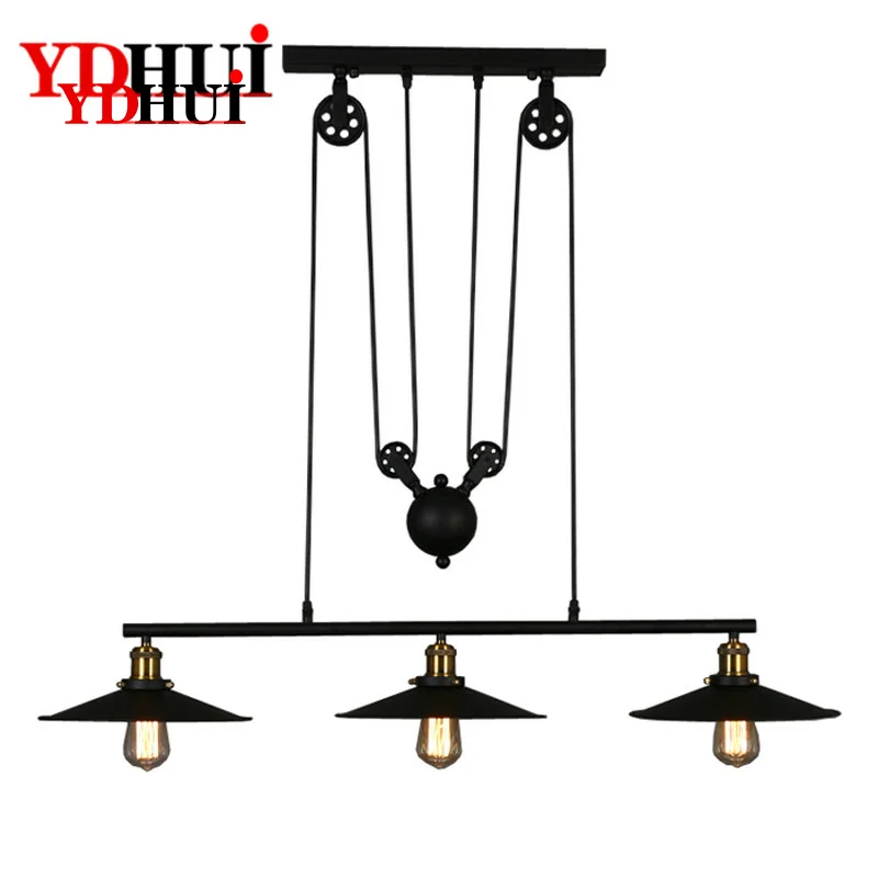 

Nordic pulley lifting chandelier industry retro Tieyi restaurant bar lamp study billiard table mahjong table Chandelier