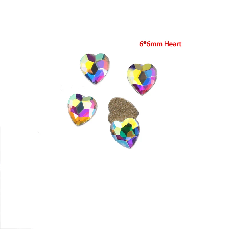 Heart 6mm 30pcs Golden Back AB Color Flatbacks No-Hotfix Rhinestones CRYSTAL Nail Art Crystal Flat Back Rhinestones For Nails - Цвет: Heart 6mm