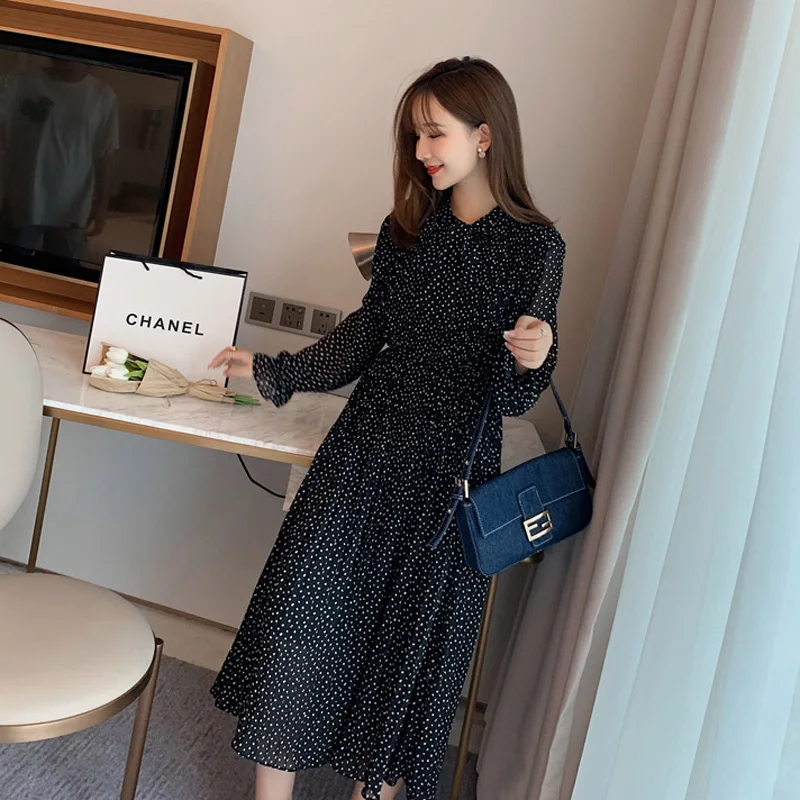 Женское свободное шифоновое платье BGTEEVER повседневное универсальное миди с