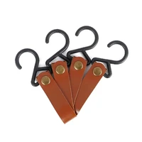 outdoor 4pcs pu leather hooks camping tripod clothes storage portable hiking hanger clothes hook for camp supplies