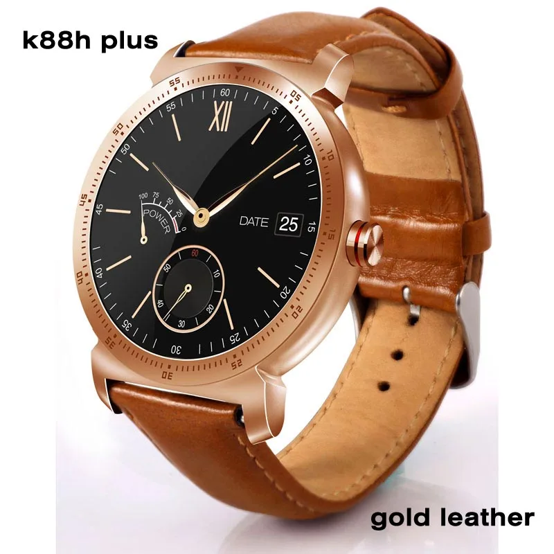 Leather gold Greentiger K88H плюс Bluetooth Смарт-часы мужские монитор сердечного ритма фитнес-трекер IP67 водонепроницаемые спортивные Смарт-часы Android IOS - Цвет: Leather gold