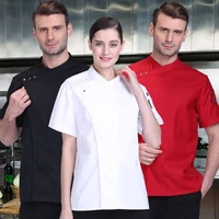 2021 new chef restaurant jacket short sleeve cook coat men women kitchen wear baker food service uniform