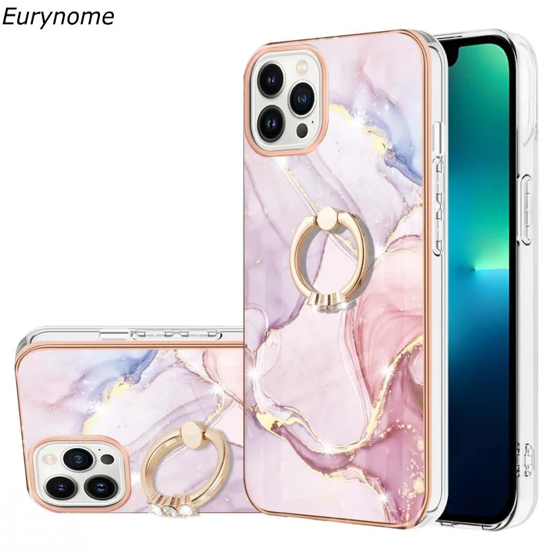 

Кольцевой держатель чехол для iPhone 12 Pro Max 13 Mini высокого качества мраморный IMD противоударный чехол для телефона Apple iPhone 11 13 Pro Max