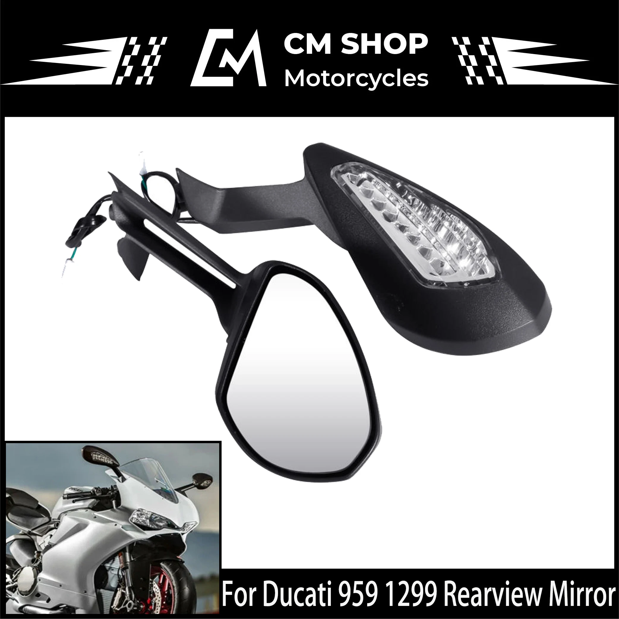 

Черные Аксессуары для зеркала заднего вида мотоцикла с поворотным сигналом для Ducati 1299 959 Panigale 2015-2016