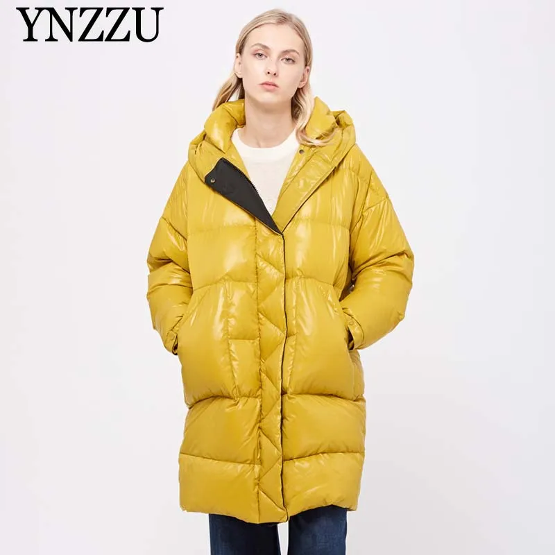 2019 зимняя куртка пуховик оверсайз kапюшоном для женский плотное теплое длинное