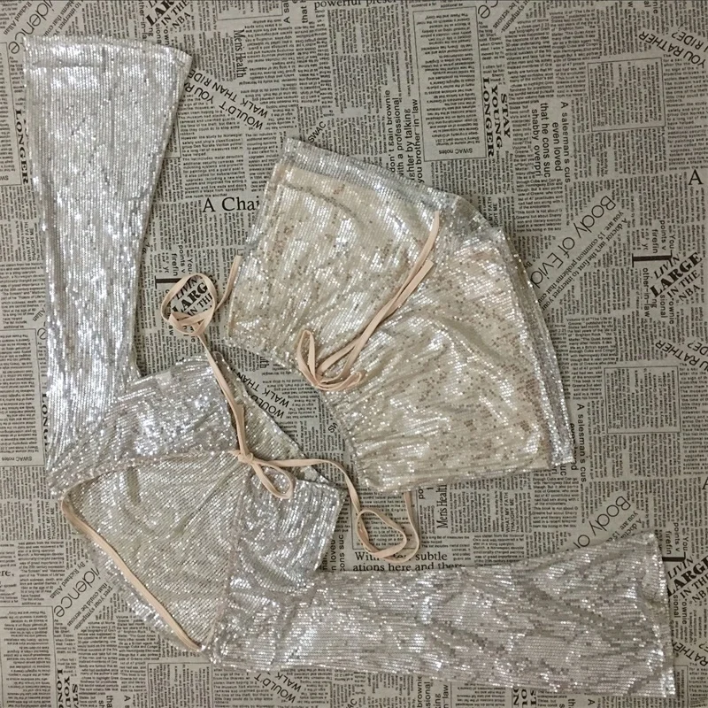 Комплект из двух предметов с блестками и люрексом сетчатый комплект топа шорт