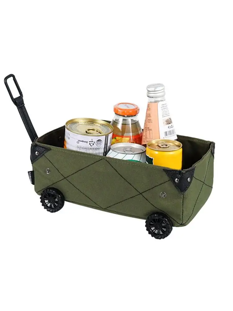 

Outdoor Camping Storage Box Mini Camping Car Tissue Box DIY Canvas Folding Trolley Shopping Cart Waterproof Cart Storage Box