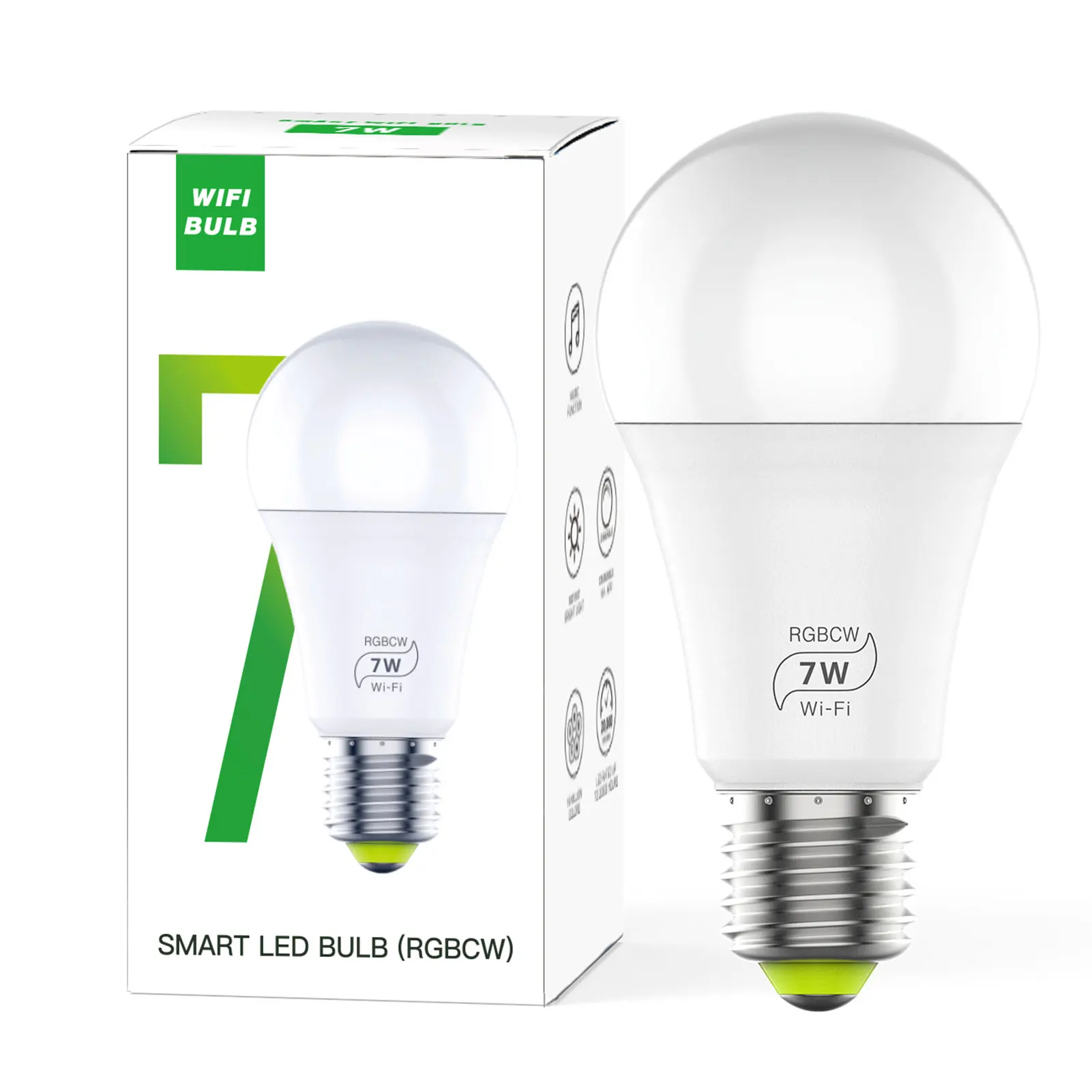 

Voice Control 7W Intelligent Bulb RGB WIFI Connection Color & Brightness Adjustable Lamp Bulb Support Alexa Google