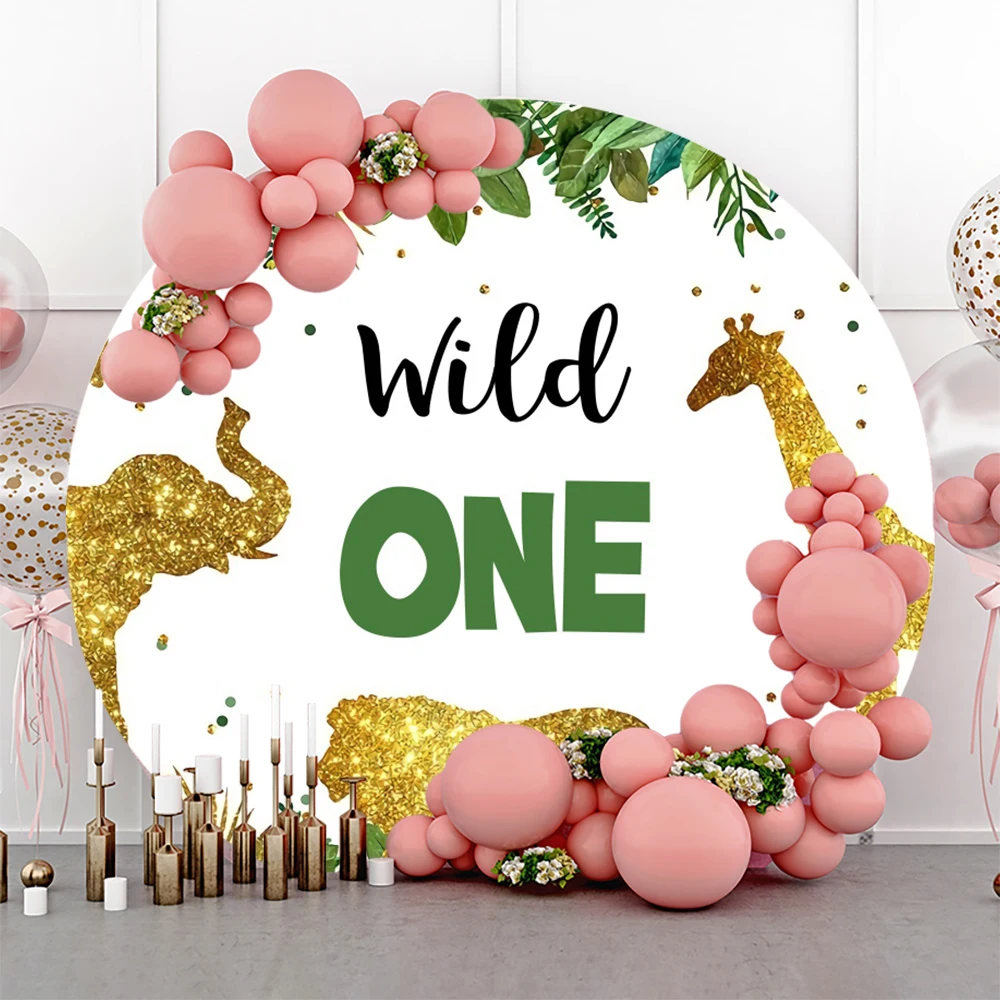 

Laeacco Wild One Birthday Backdrop Jungle Animals Party Photo Background Safari Tropical Customized Photography Backgrounds