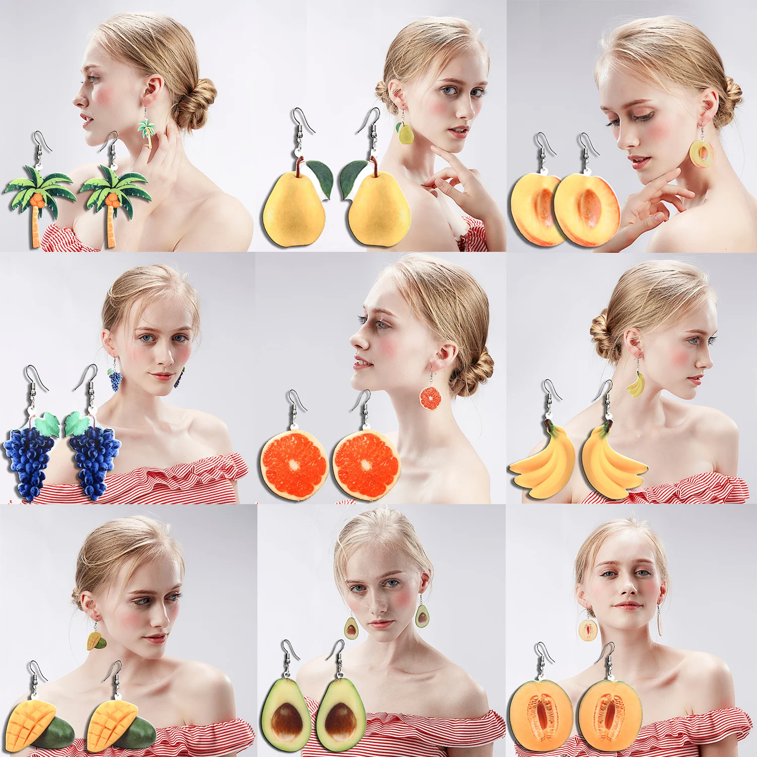 

2021 New Cute Fashion Fruit Acrylic Drop Earring For Women Unique Design Funny Statement Earring Jewelry Party Wearing