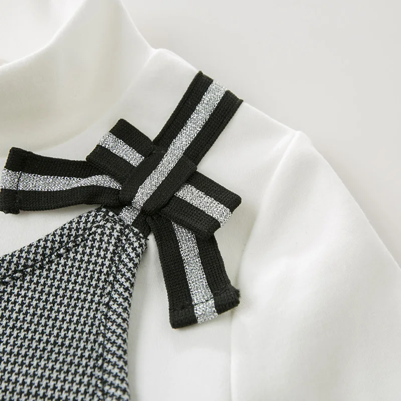 DBK10680 dave bella/осеннее модное клетчатое платье с бантом для девочек милое детское