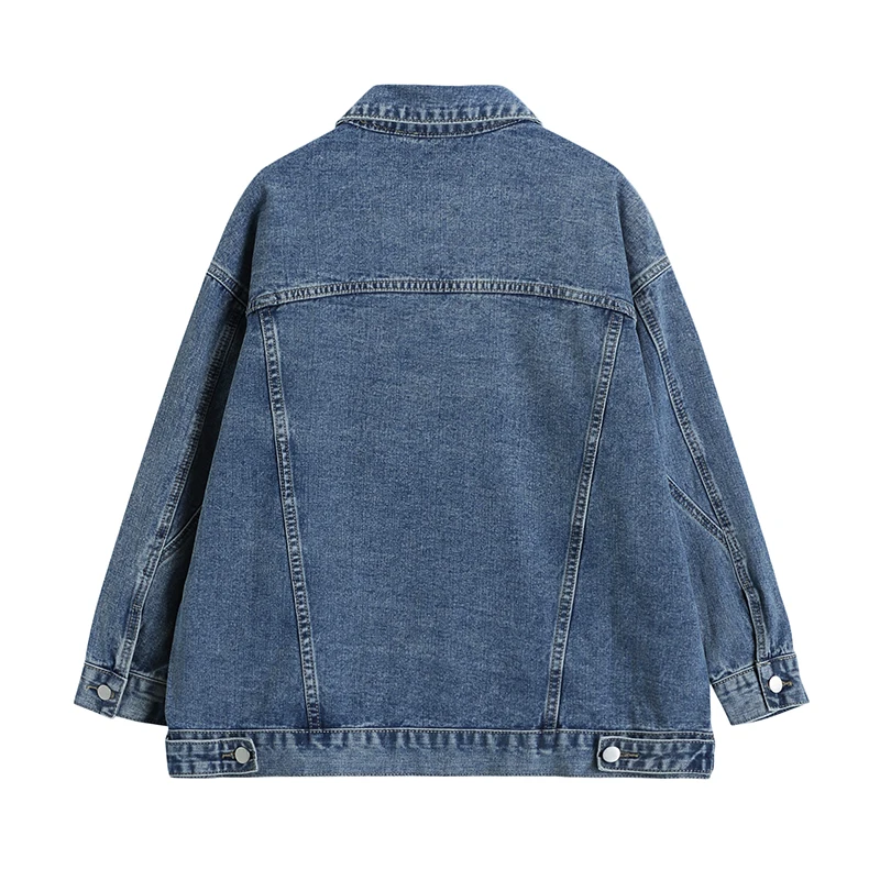 

2021 Retro Denim Jacket Women's Spring New Loose Mid-Length Idle Style Jacket Coat Women's Long-Sleeved Fashionable Oversize