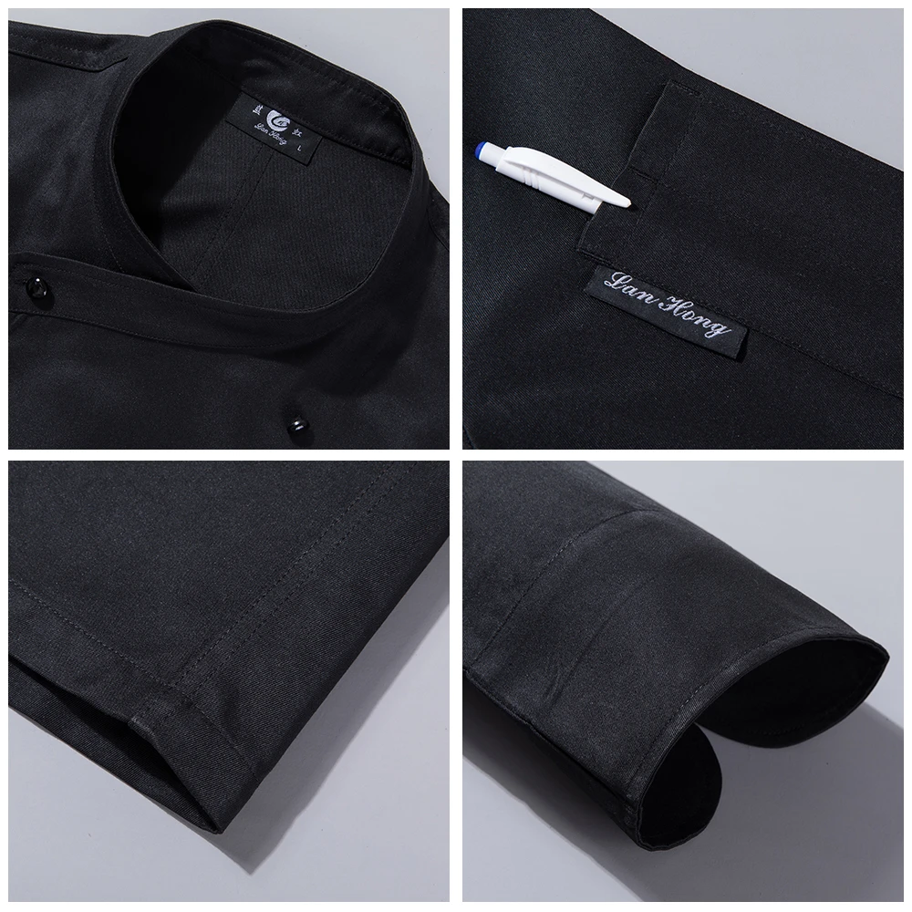 Restaurant Hotel Kitchen Chef Double Breasted Work Uniform Cafe Bakery Barbecue Sushi Waiter Waitress Shirt Long Sleeves | Тематическая
