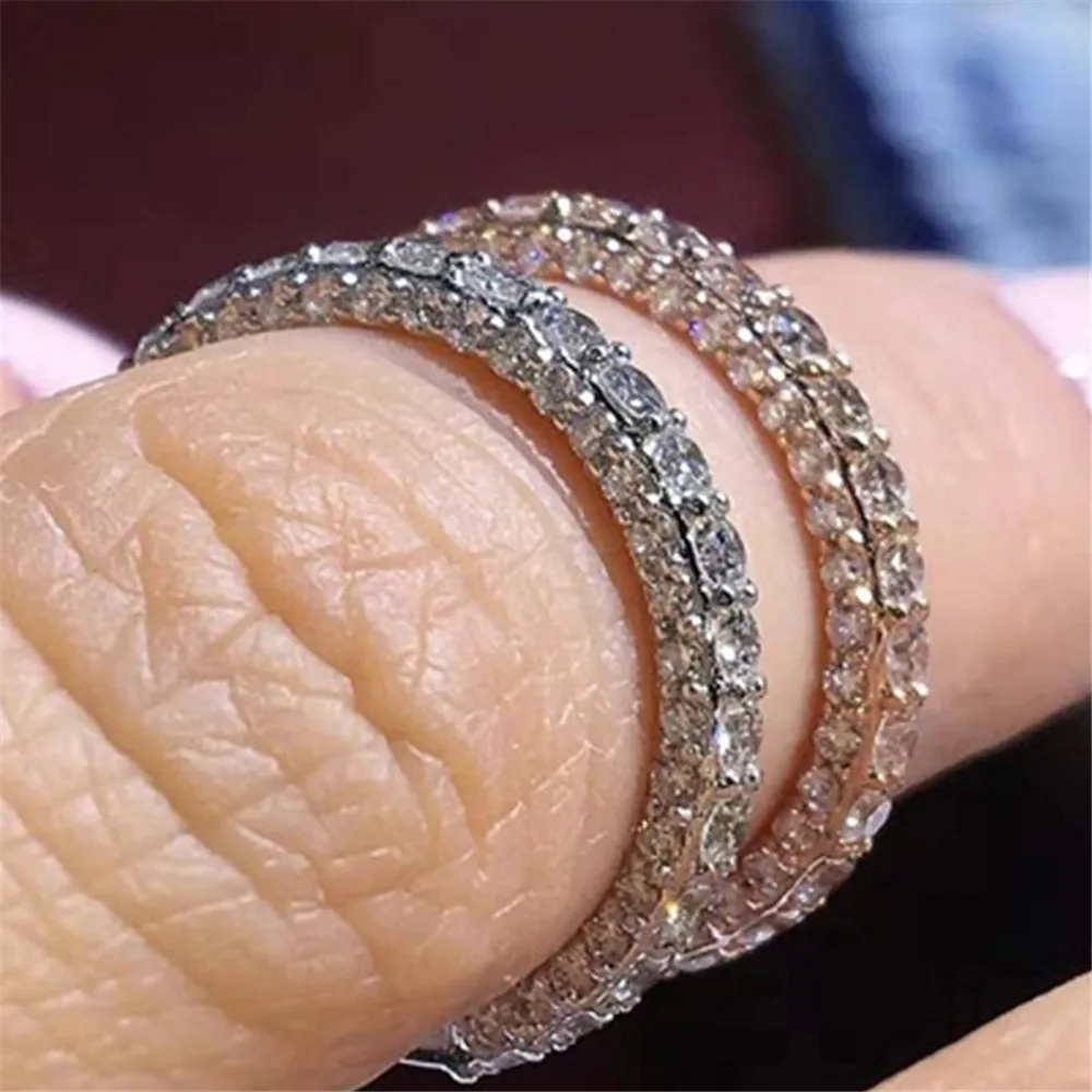 

Crystal Wedding Rings Women Fashion Full Rhinestone For Female Girls Jewelry Gift 2021 New Shiny Jewelry Rings