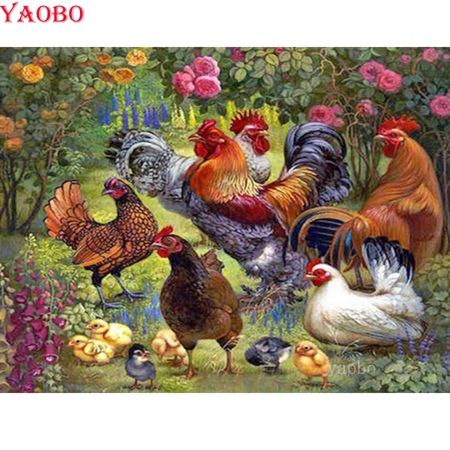 

5D DIY Diamond Painting Cock chicken family cross Stitch kit Diamond Embroidery garden Full Drill square round Rhinestones decor