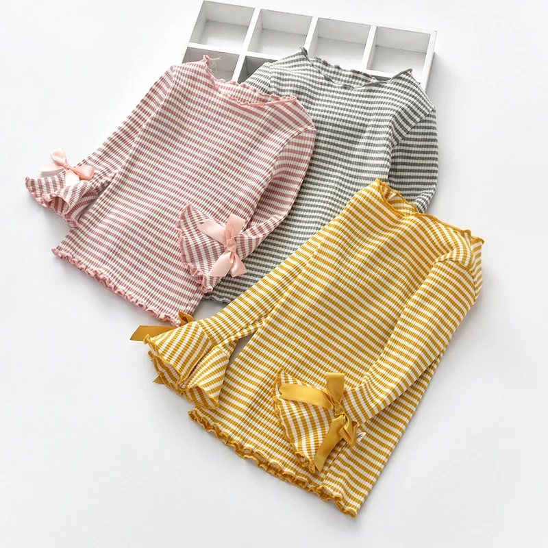 2021 Baby Girls Clothing Girls Shirts Long-sleeved O-necked Solid Color Shirt kid Blouse Cotton Children's Tops Girls Clothing