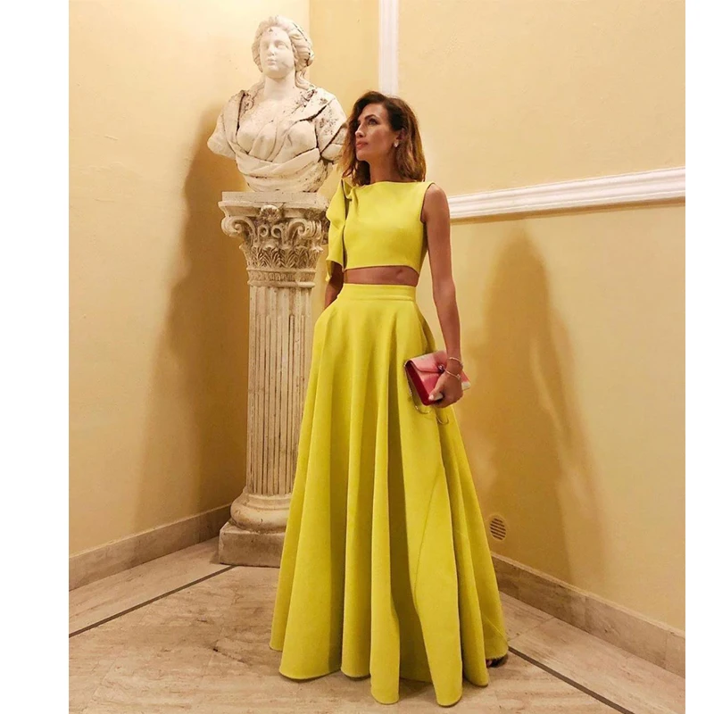 Модный желтый костюм из двух предметов летняя женская короткая футболка с одним