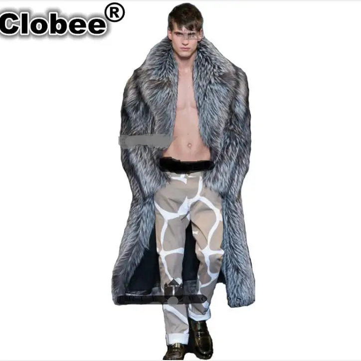 Теплое пальто Из Искусственного Меха чернобурки мужская кожаная куртка мужской