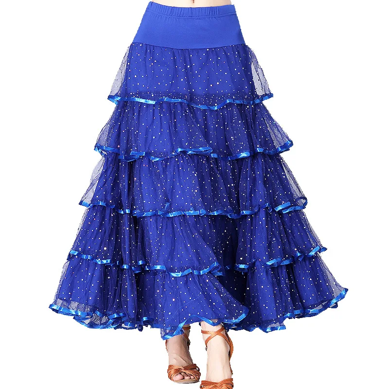 

Women Sequined Square Dance Skirt Ballroom Dance Competition Dresses Modern Dance Show Skirt Ballroom Practice Wear