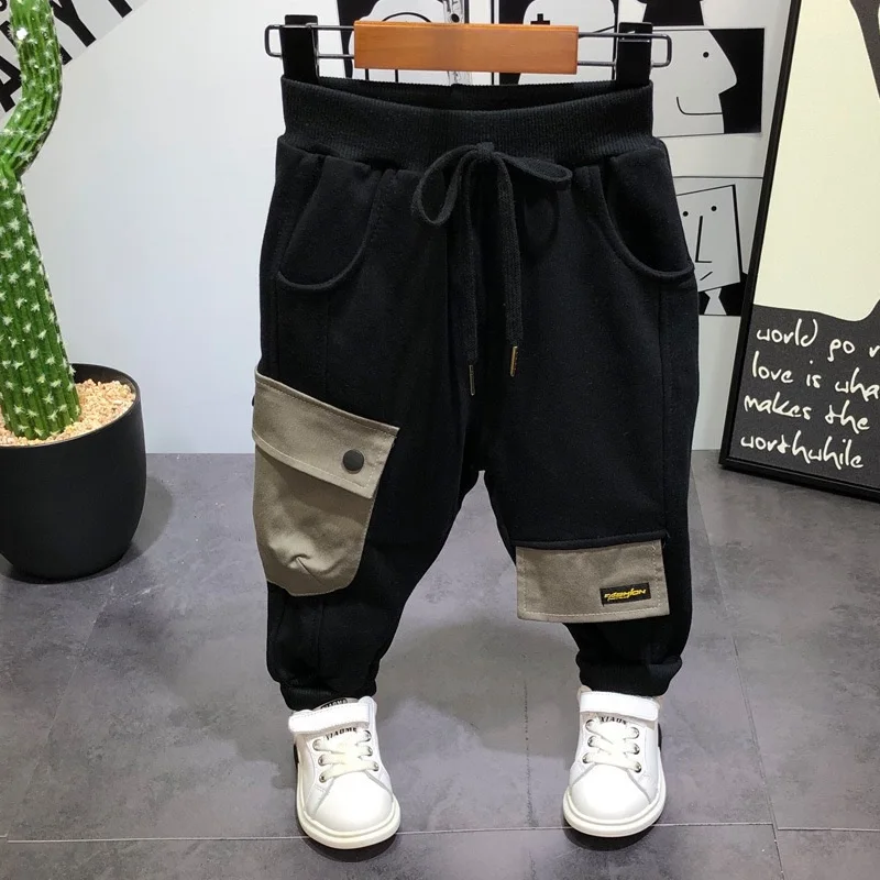 Children's Clothes Suit Spring and Autumn Boys Long-sleeved O-neck 2-7 Years Old Baby Vest T-Shirt Pants Sets |