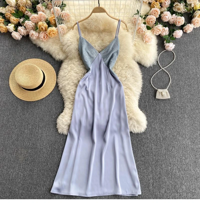 

Женское облегающее платье с V-образным вырезом, длинное однотонное Привлекательное платье без рукавов, с открытой спиной и поясом, лето 2021