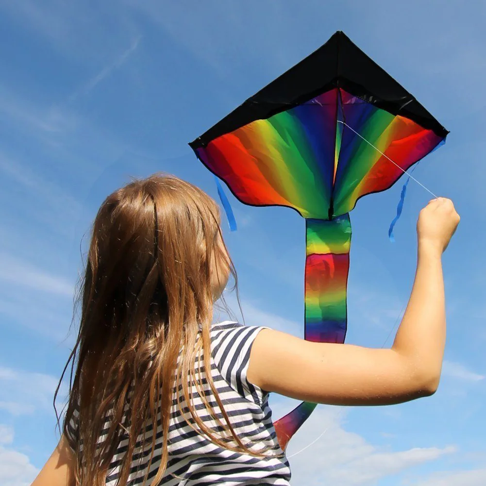 

DIY Park Durable Lawn Home Garden Outdoor Playing Colorful Tools Rainbow Triangle Kite