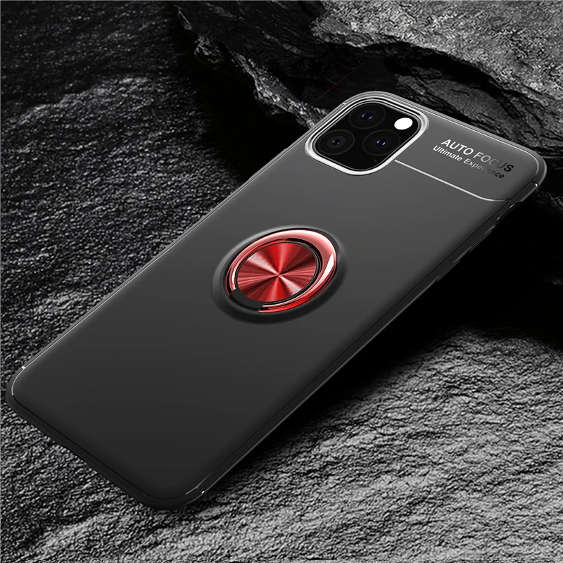 Для iPhone 11 Pro Max чехол для телефона металлический палец кольцо матовый мягкий термополиуретан силиконовый задняя крышка для iPhone 11 противоударный жесткий чехол для телефона