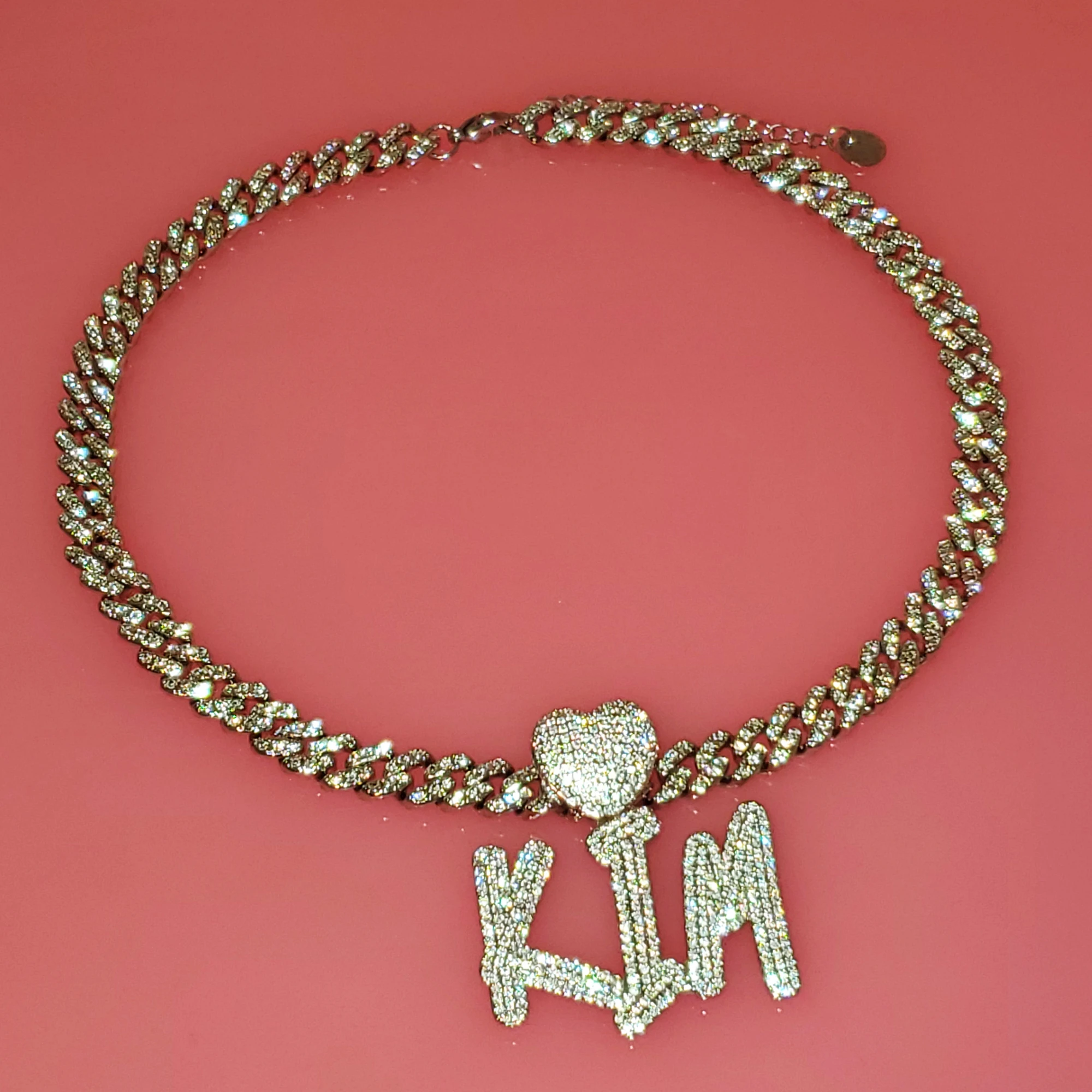 

A-Z Personalised Initial Letters Name Pendant Necklace Custom Name Chain Zircon Diamond Necklace Nameplate With Cuban Chain
