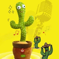 dancing singing cactus usb charging repeat recording talking shake twisting plush toy home decor decoration accessories speaker