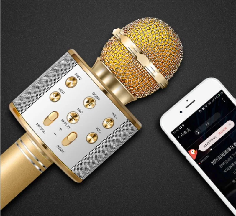 WS-858 Bluetooth беспроводной микрофон ручной караоке USB мини домашний KTV для