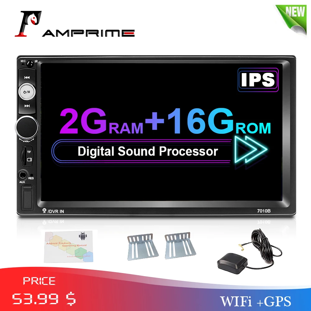 AMPrime 7 ''Android 2 Din Автомобильный мультимедийный плеер универсальный gps Wifi Автомагнитола сенсорный экран стерео аудио плеер Mirrorlink камера