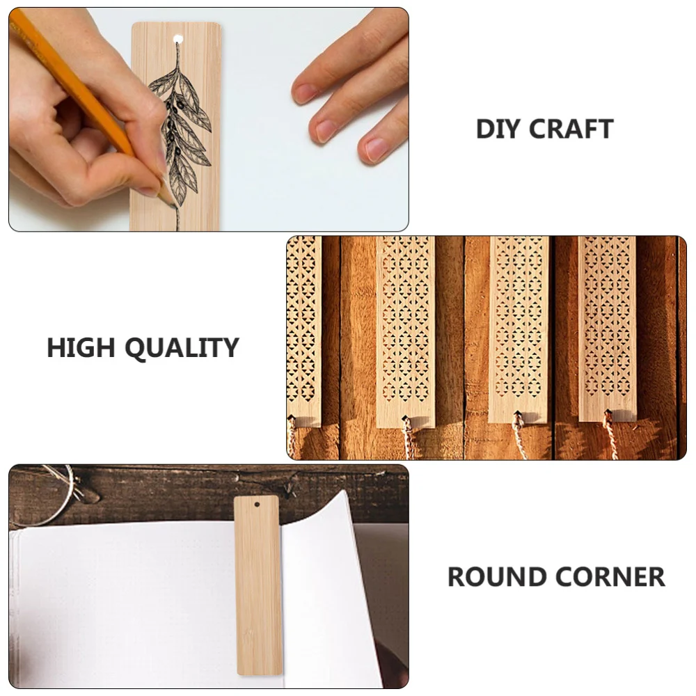 

20pcs Wood Blank Bookmarks DIY Wooden Craft Unfinished Wood Tag