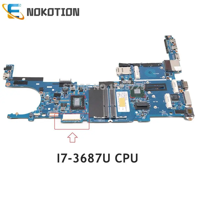 

NOKOTION 727623-001 727623-601 6050A2569401-MB-A02 for HP EliteBook Folio 9470M Laptop motherboard SR0XH I7-3687U CPU DDR3