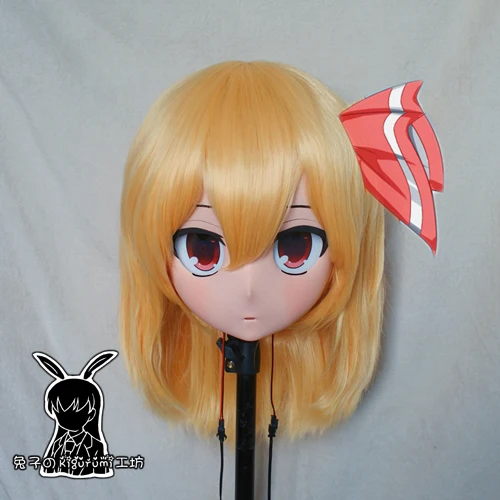 

(Rabbit 90) Resin Cross dress Pretty Girl Head BID Doll Mask Japanese Anime Kigurumi Mask Cosplay with Wig