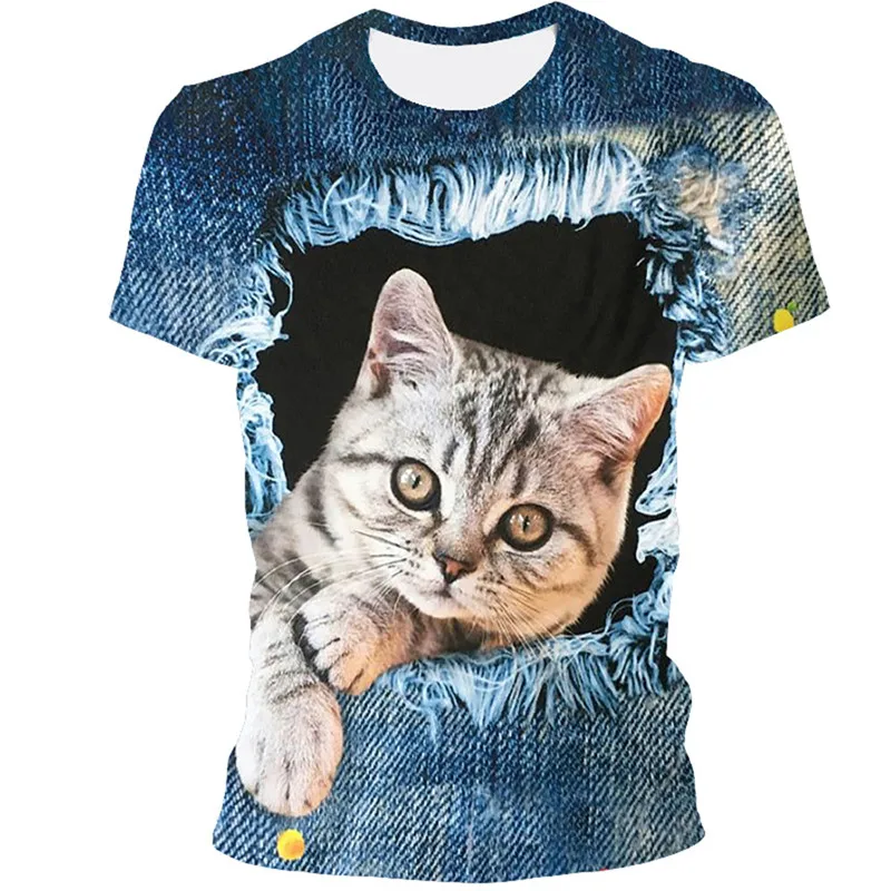 

Fashion Cool T Shirt Men Women 3d Cat Print T-shirt Summer Short Sleeve T-shirt Male T-shirt 110-6x 2021