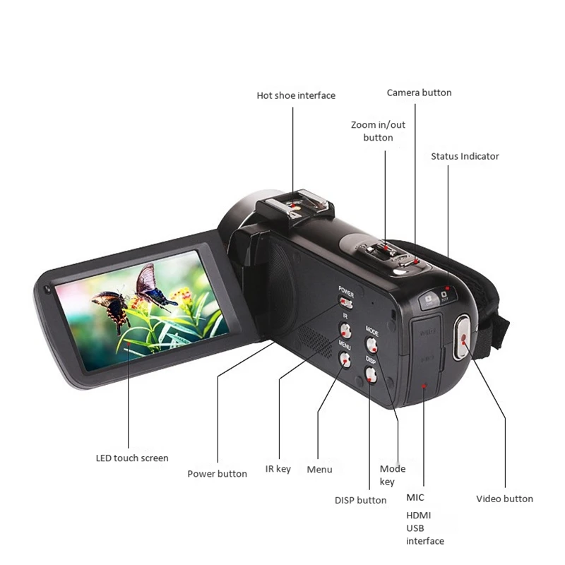 Беспроводная видеокамера 4K с 48-мегапиксельной 1080P HD 16X Zoom Anti-Shake DV камерой