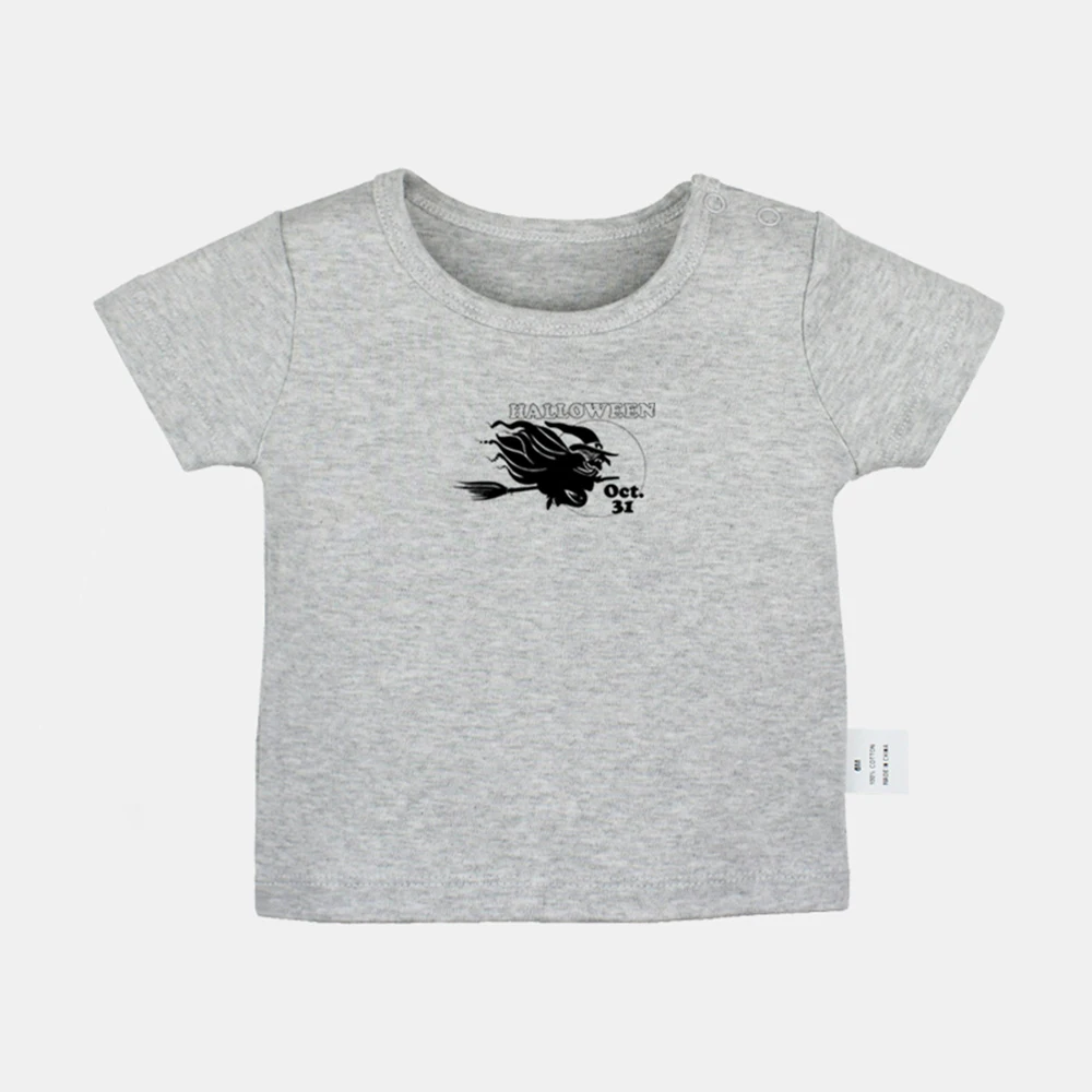 

Мультяшный 31 октября Летающая ведьма Дизайн на Хэллоуин футболки для новорожденных малышей графика Однотонная футболка с коротким рукавом...
