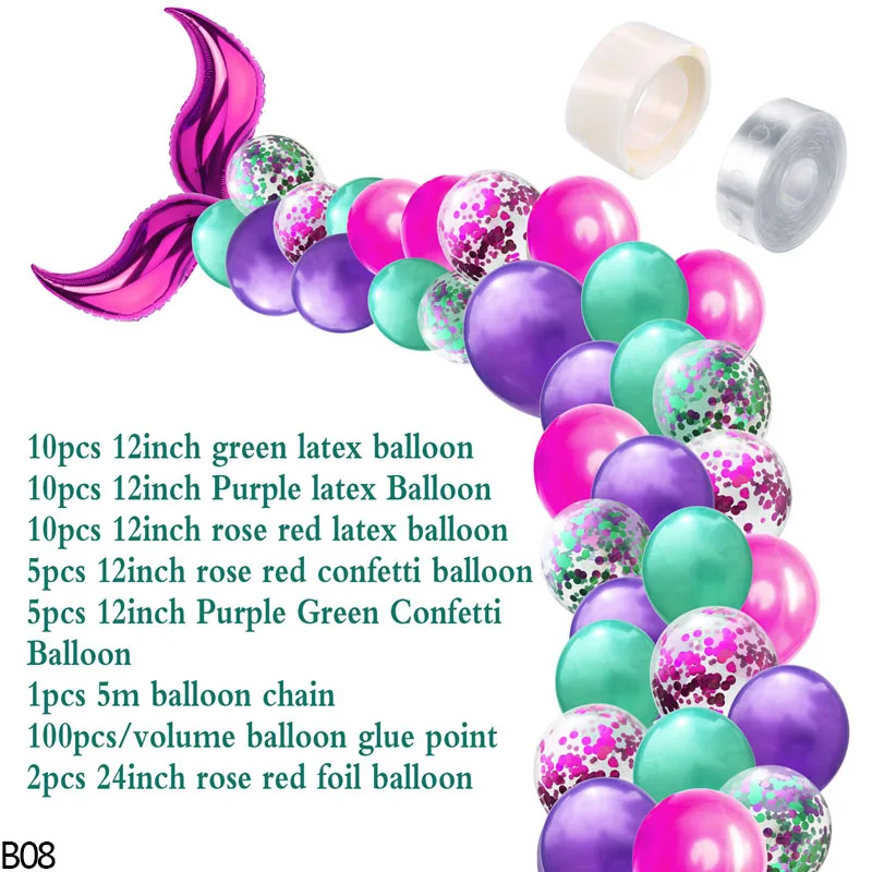 B08 Mermaid Tail 42 шт. Золотой Зеленый Фиолетовый конфетти DIY хвост русалки шар гирлянда тема русалка вечерние свадебные Детские Декор для вечеринки в честь Дня рождения поставки - Цвет: B08 Mermaid Tail