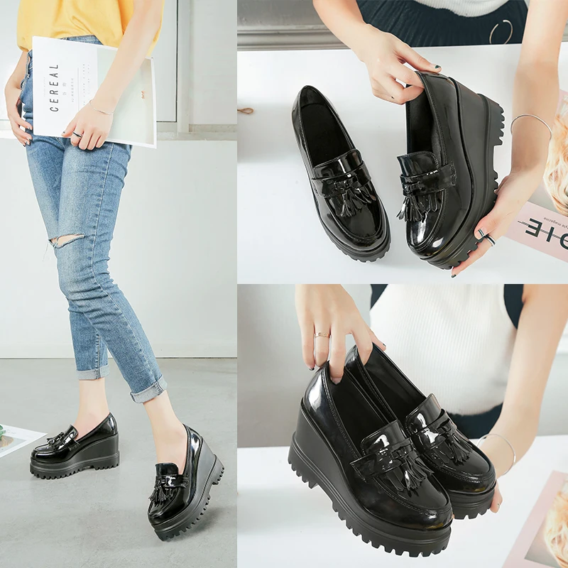 

New Autumn Women Flats Platform Shoes Casual Creepers Slip On Loafers Moccasins Femme Ladies Shoes Zapatos Mujer A1-251