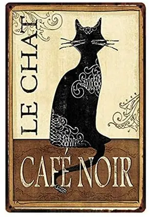 

Le Chat Cafe Noir Metal Sign Tin Poster Bar Wall Art Paintingation Vintage Mural,, Size