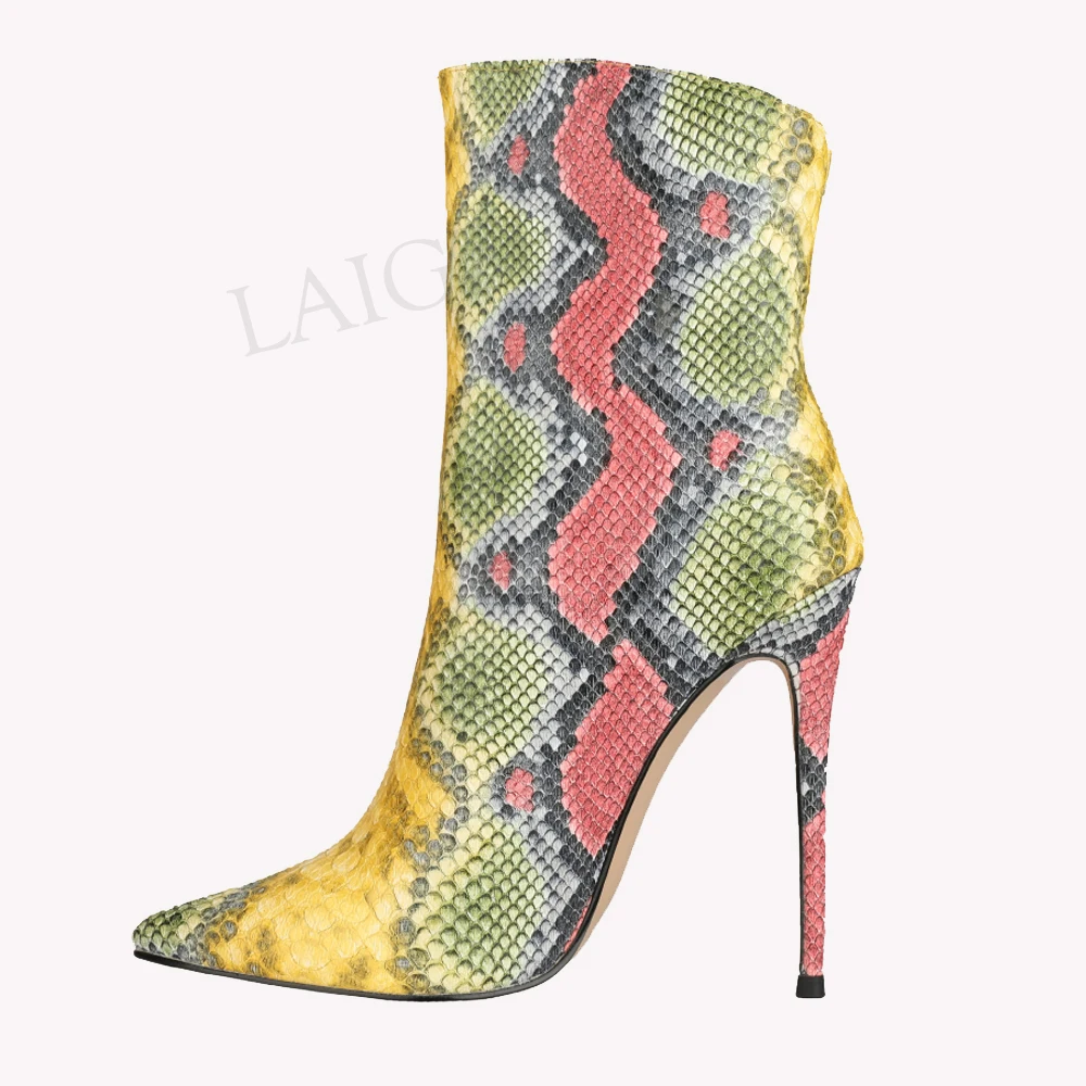 LAIGZEM/женские ботильоны в стиле знаменитостей Сапоги на высоком каблуке со