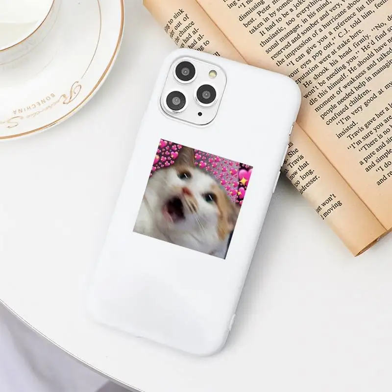

Lovely animal cat Phone Case Candy Color for iPhone 6 7 8 11 12 s mini pro X XS XR MAX Plus
