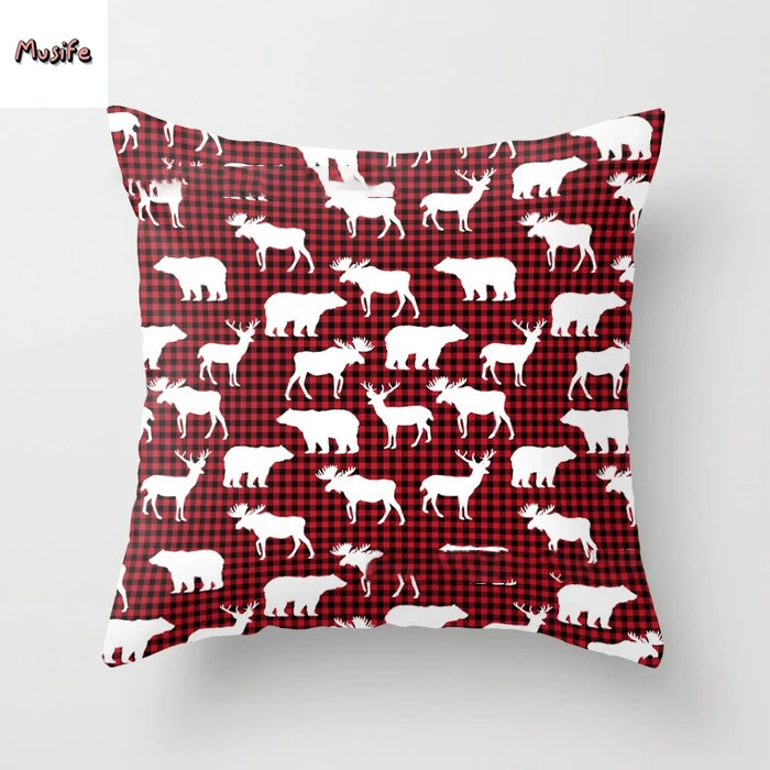 

Fashion Modern Minimalist New Polyester Cushion Set Lattice Deer Christmas Gift Home Hotel Car Decorative Back Cushion Cover ..