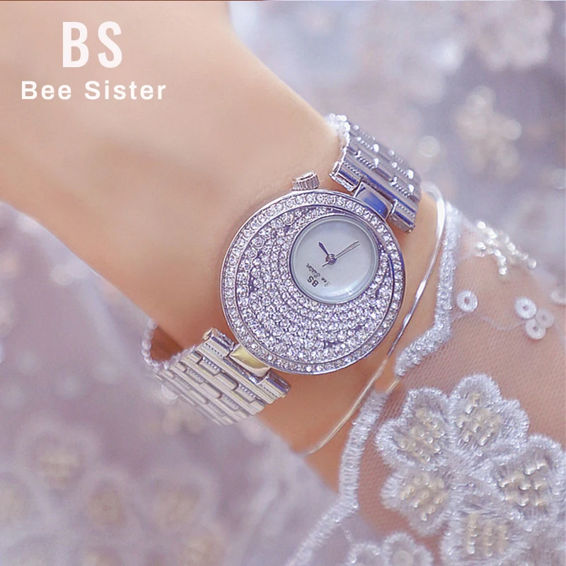 

Bee Sister Women Watches Full Rhinestone Small Dial Hook Buckle Waterproof Ladies Fashion Luxury Wristwatch FA-12-02