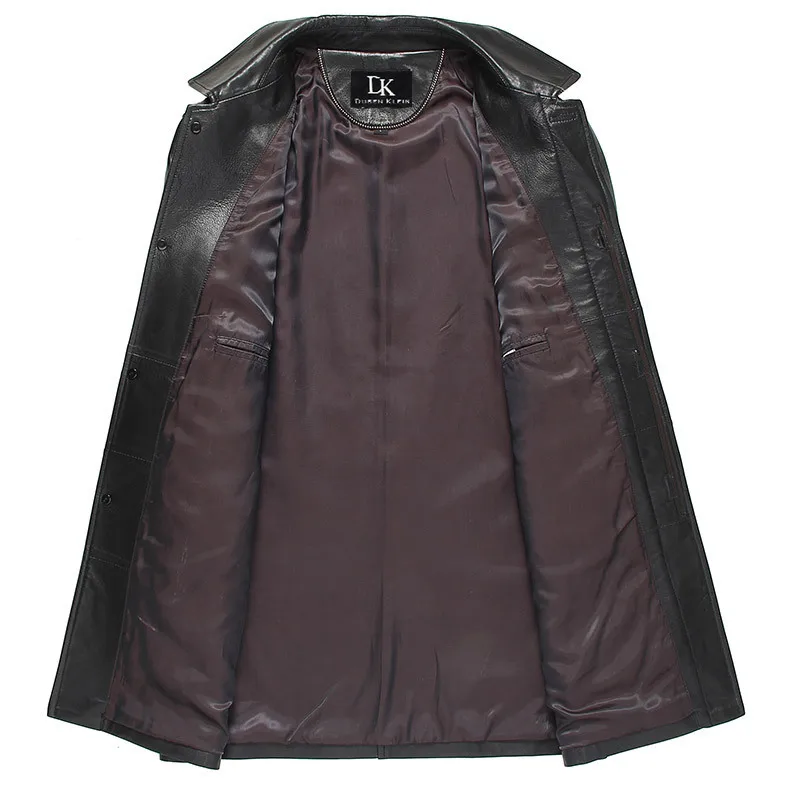 Весна-Осень 2020 длинная куртка из натуральной кожи Мужская ветровка модель 100%